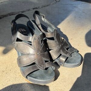 Dansko Black Pearl Leather Sandals